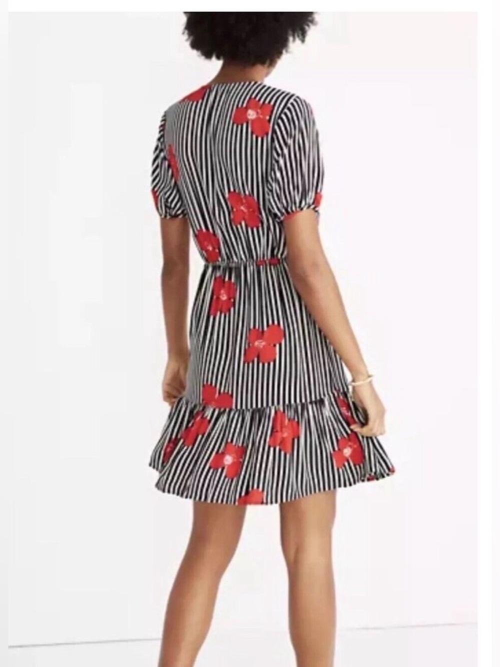 Madewell stripe floral faux wrap dress - Picture 2 of 6